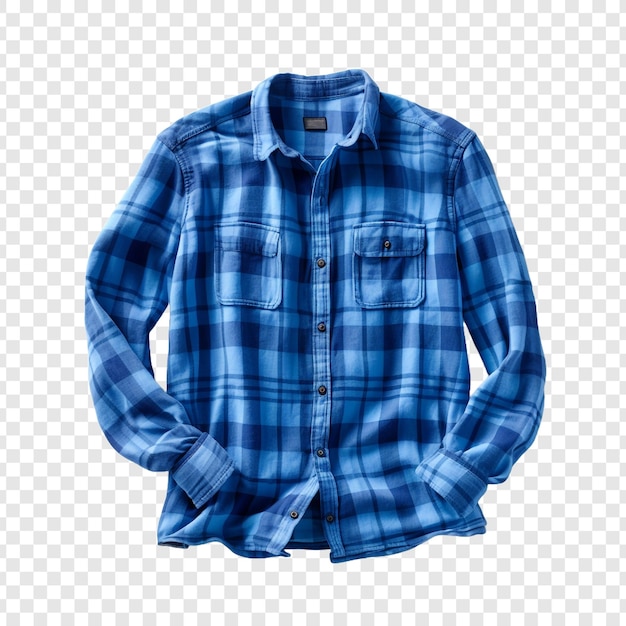 PSD gratuito camiseta a cuadros azul elegante para hombres aislada sobre un fondo transparente