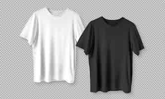 PSD gratuito camisetas en blanco y negro sobre fondo transparente