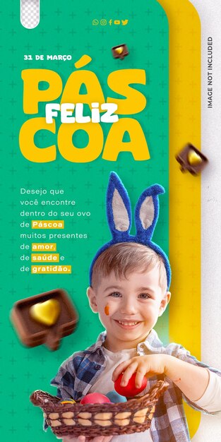 Campagna di Pasqua sui social media di PSD Buona Pasqua in Brasile portoghese