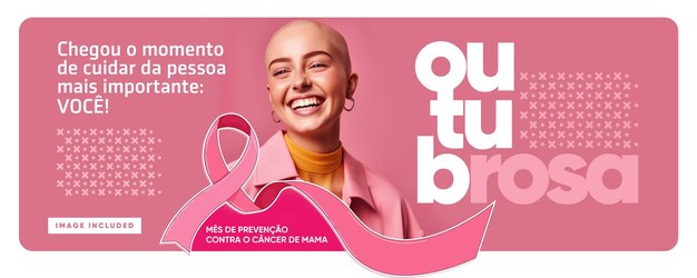 campagna sui social media banner rosa di ottobre è giunto il momento di prendersi cura di te