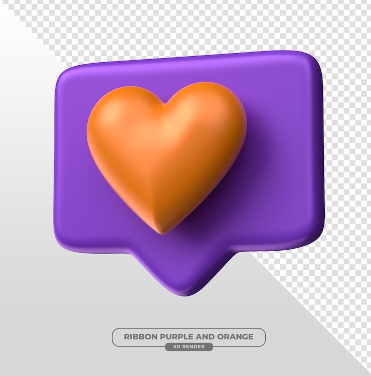 PSD gratuito campagna viola e arancione di febbraio come icona in rendering 3d con sfondo trasparente