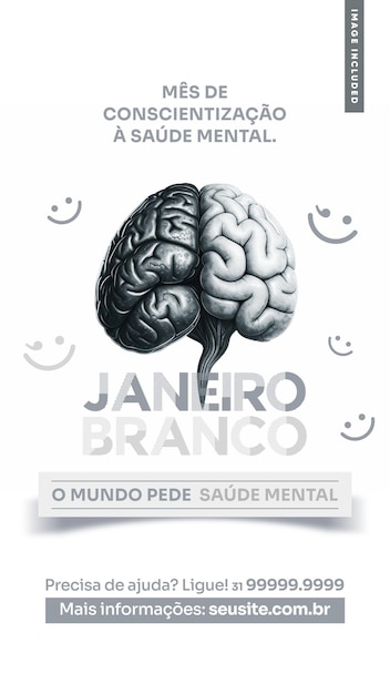 PSD gratuito campaña de historias en las redes sociales enero blanco el mundo pide salud mental