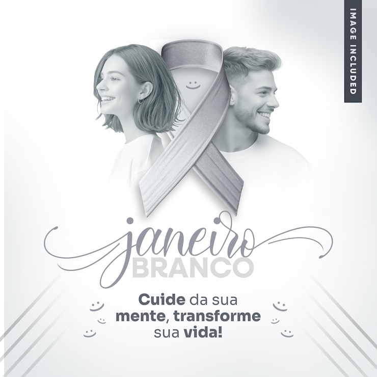 PSD gratuito campaña de plantillas de redes sociales de alimentación blanca salud mental de enero