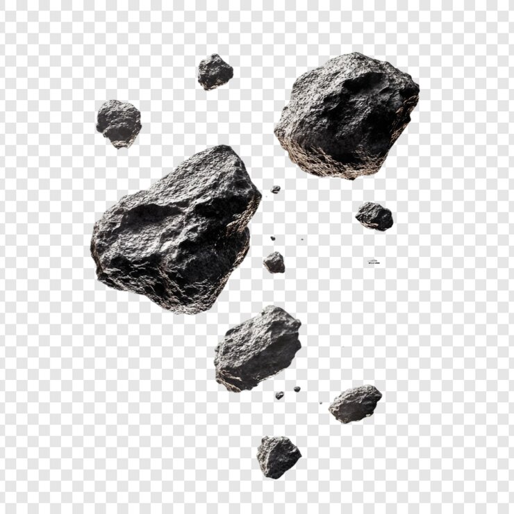 PSD gratuito campo di asteroidi un rendering 3d di rocce spaziali