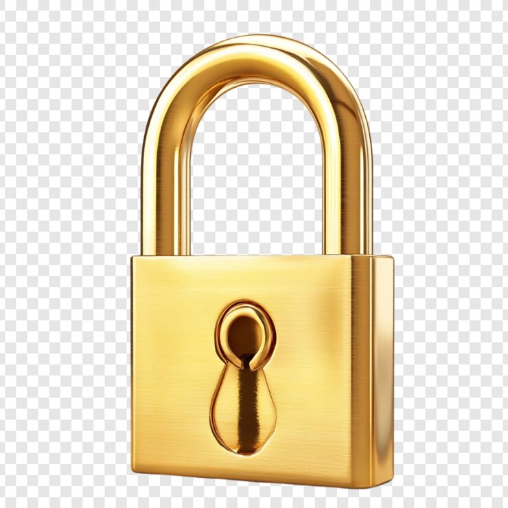 PSD gratuito un candado de oro brillante aislado en un fondo transparente un símbolo de seguridad y protección para activos digitales o objetos de valor físicos
