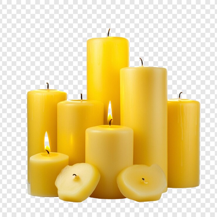 PSD gratuito candele gialle illuminanti una serena natura morta