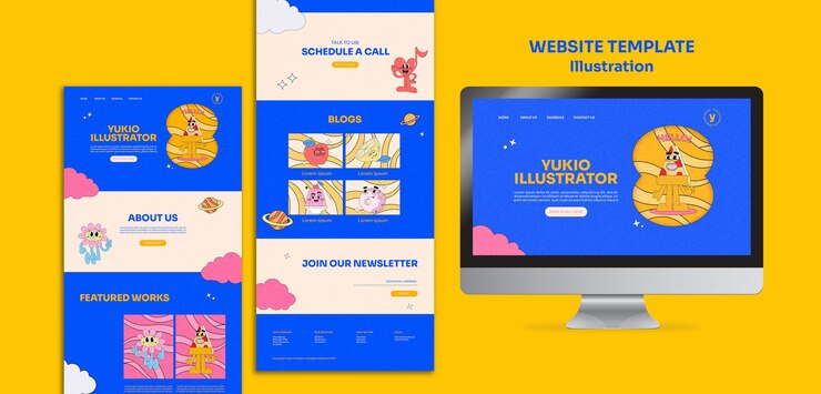 PSD Gratis candy colors illustrator website template