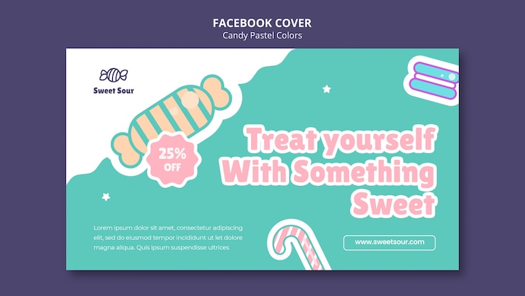 PSD Gratis candy pastel colors facebook cover template