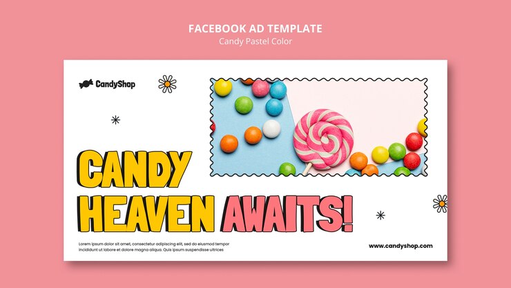 PSD Gratis candy pastel colors facebook template