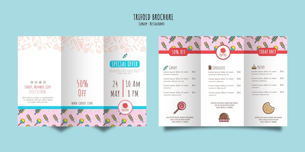 Gratis PSD candy shop sjabloon voor brochure