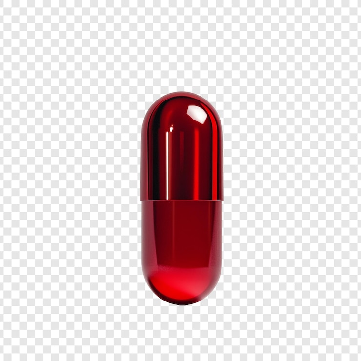 PSD gratuito capsula rossa una pillola medica isolata e lucida