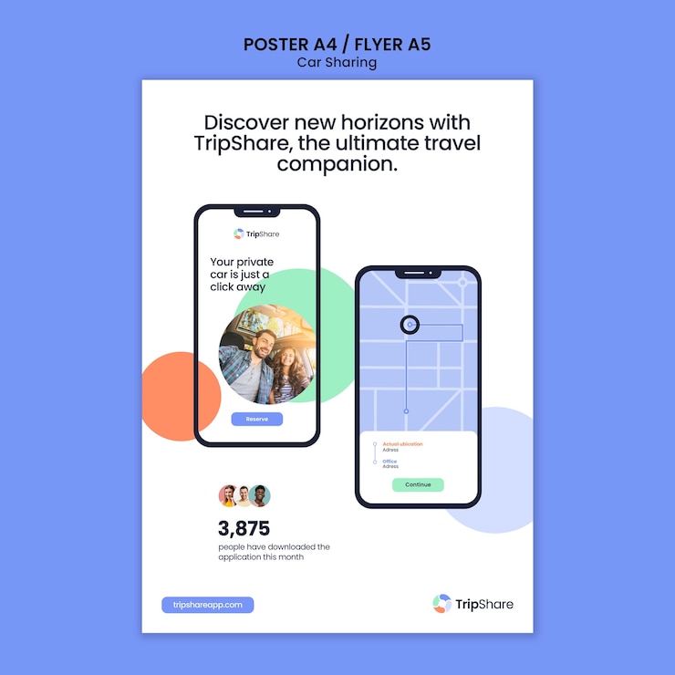 PSD Gratis car sharing service poster template