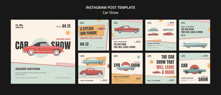 PSD Gratis car show  instagram posts