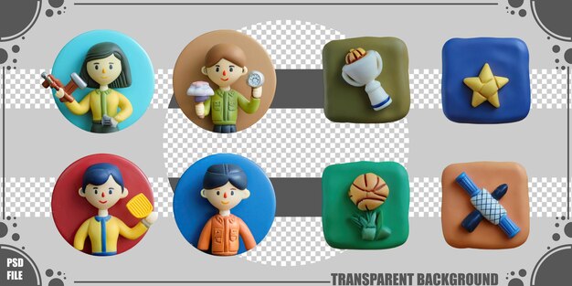 Caracteres y iconos coloridos para un uso creativo