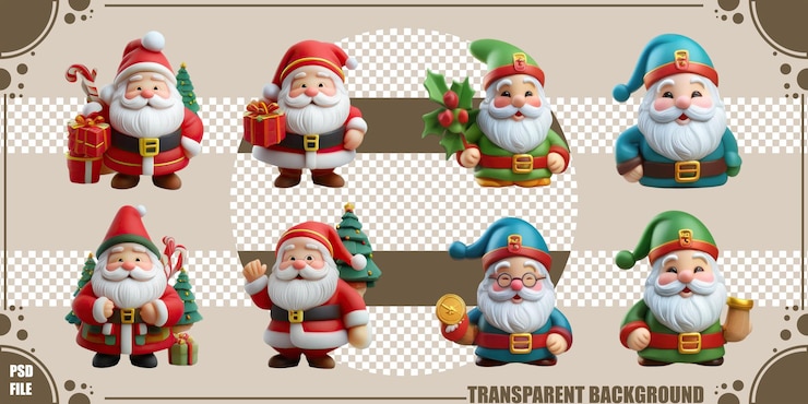 PSD gratuito caratteri allegri di babbo natale per i temi delle vacanze