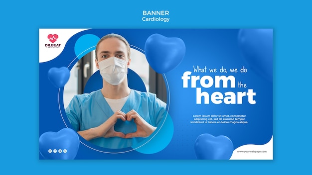 Gratis PSD cardiologie gezondheidszorg banner websjabloon