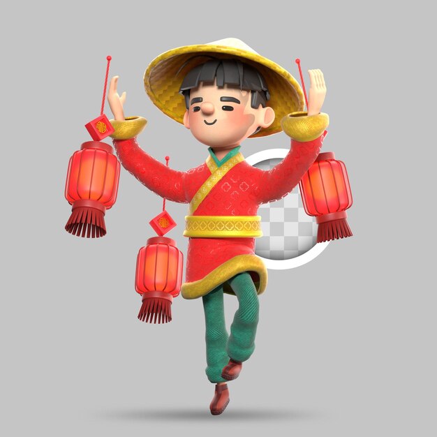 Caricatura china con lámparas