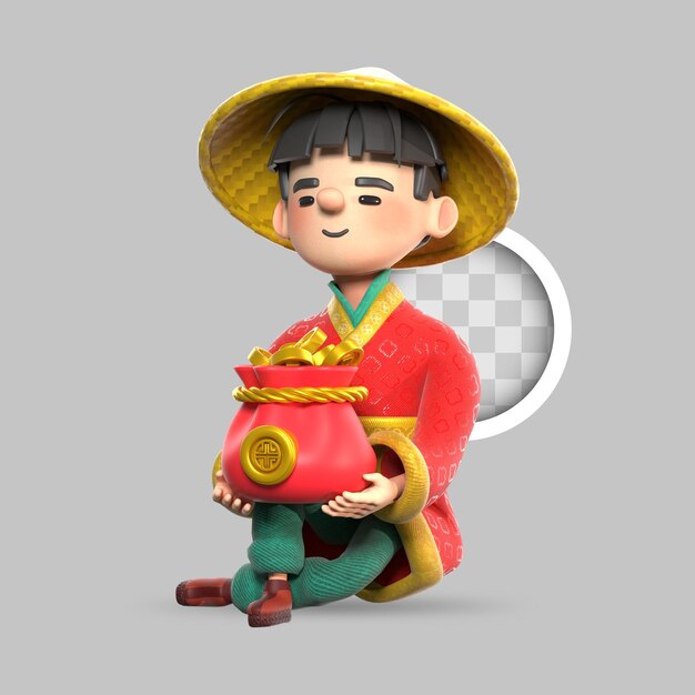 Caricatura china con monedas chinas