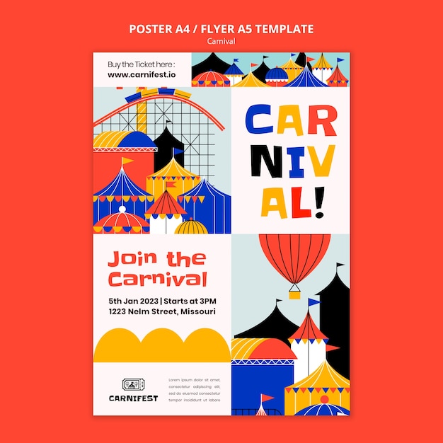 Gratis PSD carnaval entertainment poster sjabloon