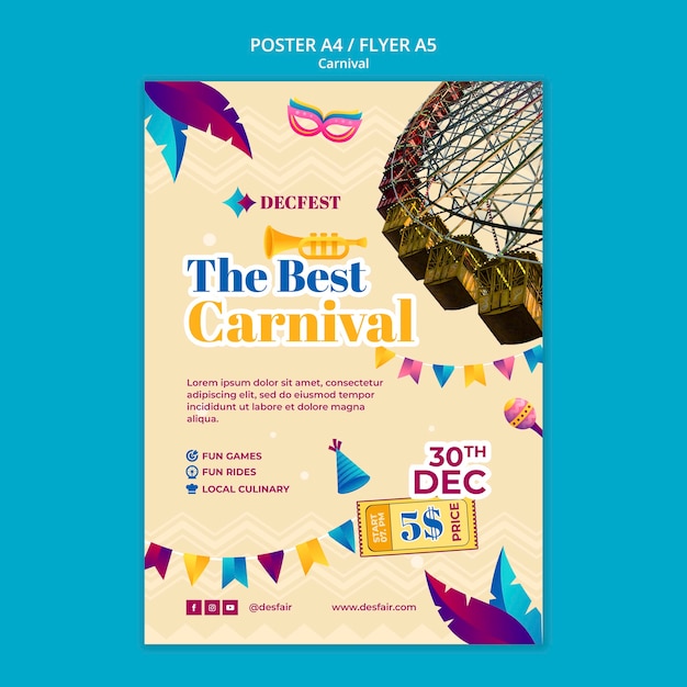 Gratis PSD carnaval entertainment poster sjabloon