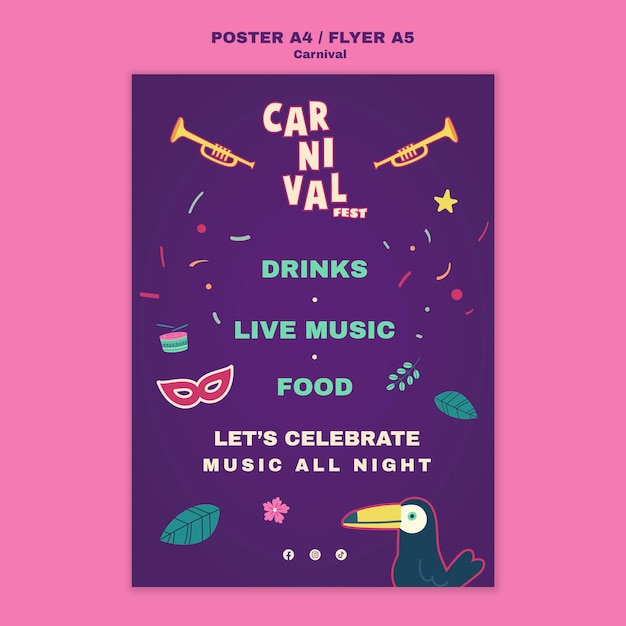 Gratis PSD carnaval fest poster sjabloon