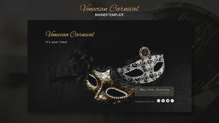 PSD gratuito carnaval de venecia con máscaras banner