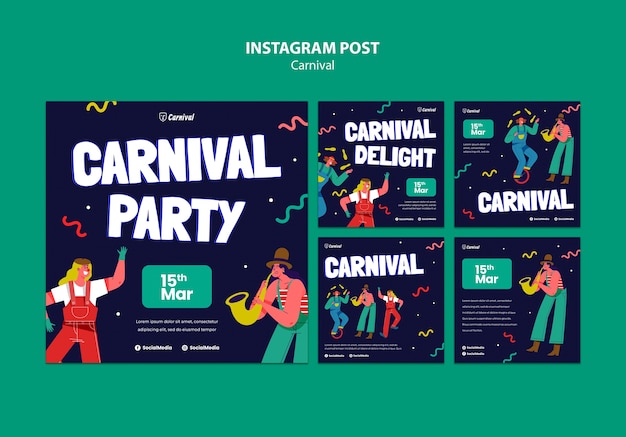 Gratis PSD carnavalsviering op instagram