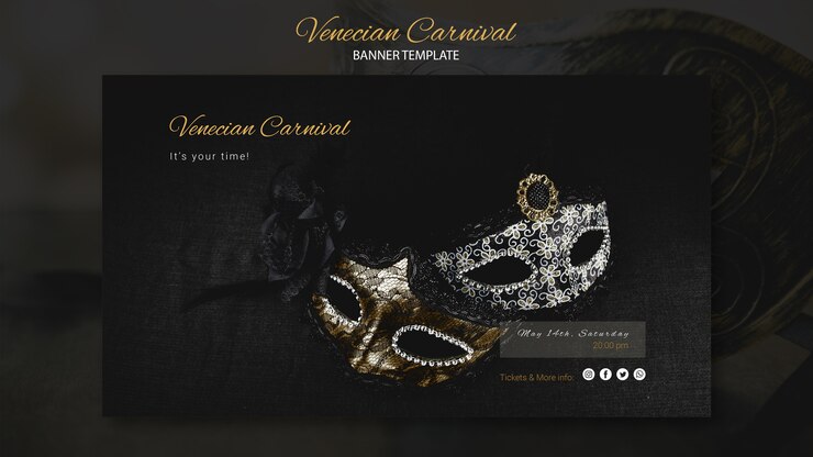 PSD gratuito carnevale di venezia con banner di maschere