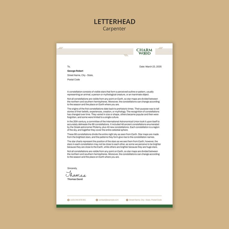 PSD Gratis carpenter letterhead template design