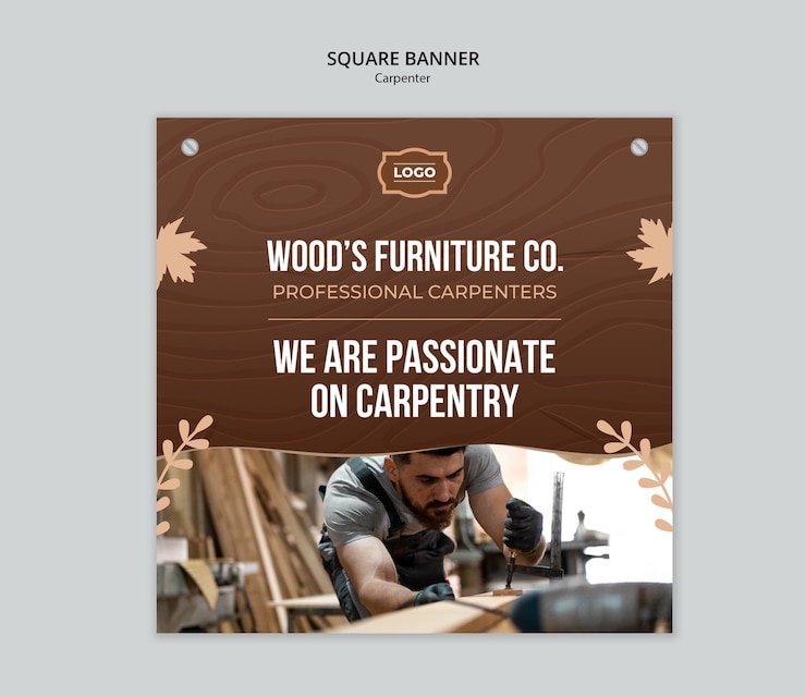 PSD Gratis carpenter square banner template design