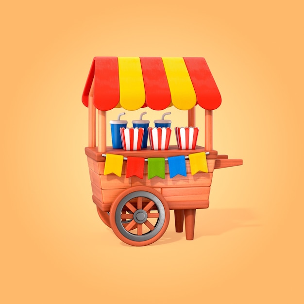 El carrito de comida del carnaval de dibujos animados
