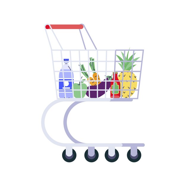 Carrito de compras dibujado a mano aislado