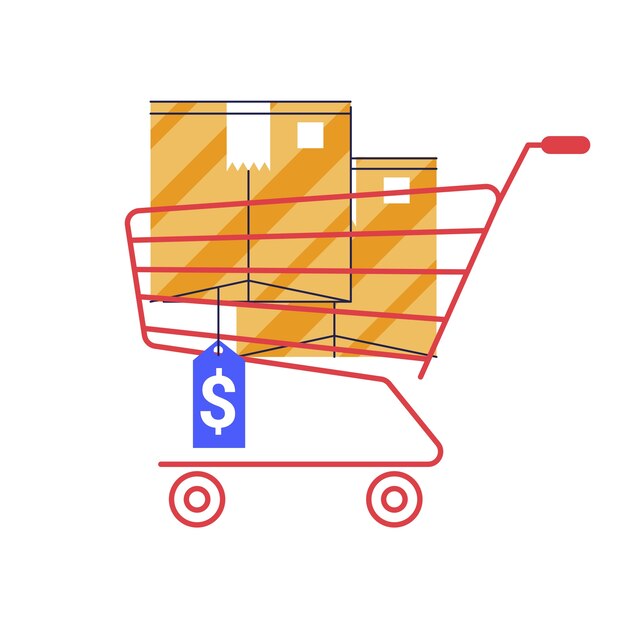 Carrito de compras dibujado a mano aislado