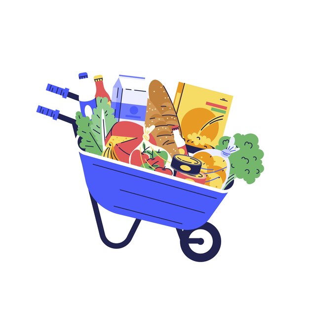 Carrito de compras dibujado a mano aislado