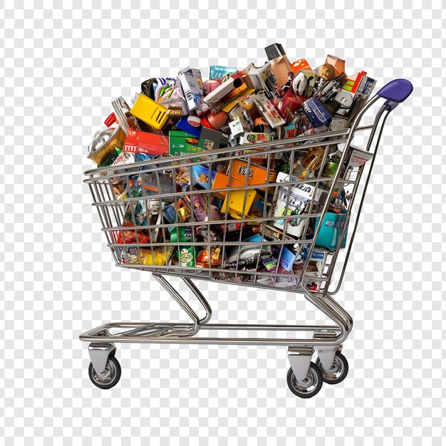 El carrito de compras sobrecargado es una representación visual del consumismo y la abundancia
