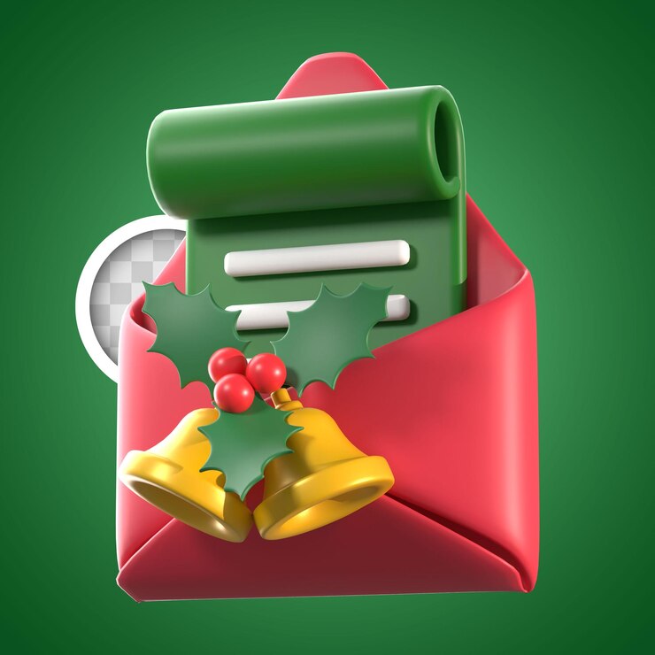 PSD gratuito carta de navidad con ilustración en 3d de muérdago