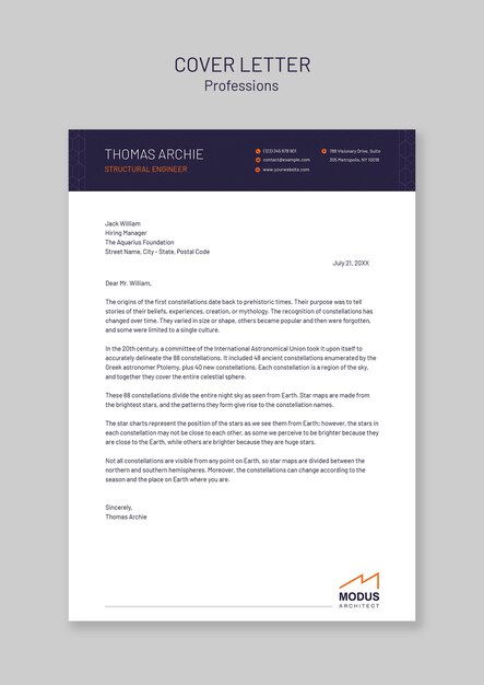 Carta de presentación para ingeniero estructural - solicitud de empleo