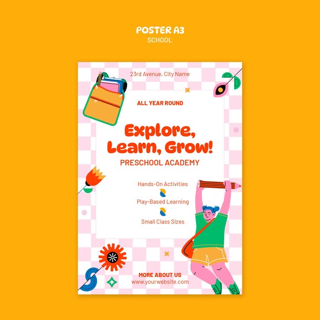 Cartel de la academia preescolar