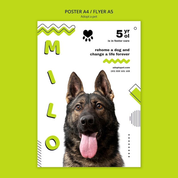 Cartel con adopción de mascotas