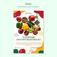 PSD gratuito cartel del año internacional de frutas y verduras.