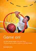 PSD gratuito cartel de anuncio de cita motivacional psd de plantilla de deportes de baloncesto
