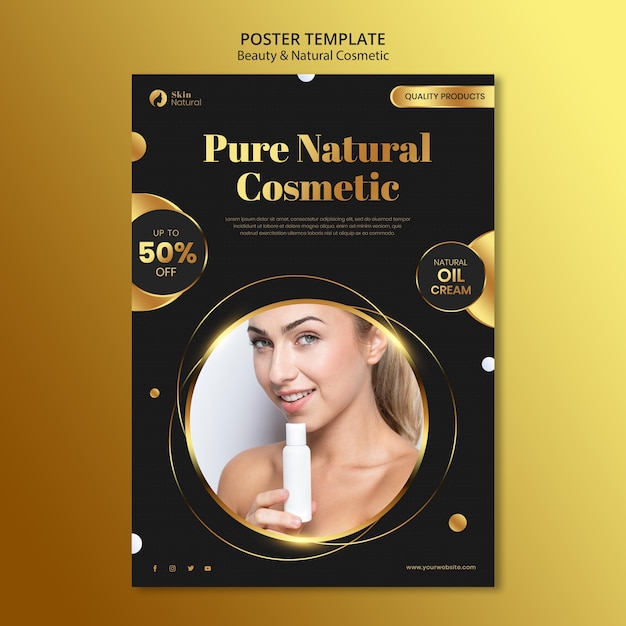 PSD gratuito cartel de belleza y cosmética natural.