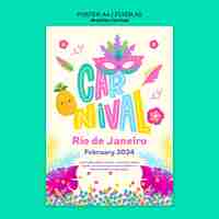 PSD gratuito cartel de la celebración del carnaval brasileño