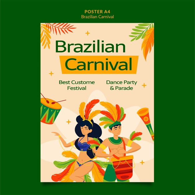 Cartel de la celebración del carnaval brasileño