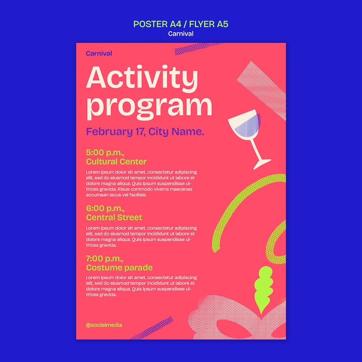 PSD gratuito el cartel de la celebración del carnaval de diseño plano