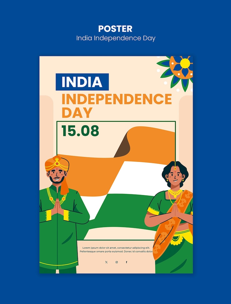 PSD gratuito cartel de la celebración del día de la independencia de la india