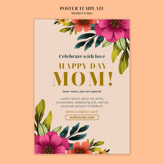 PSD gratuito cartel de celebración del día de la madre floral acuarela