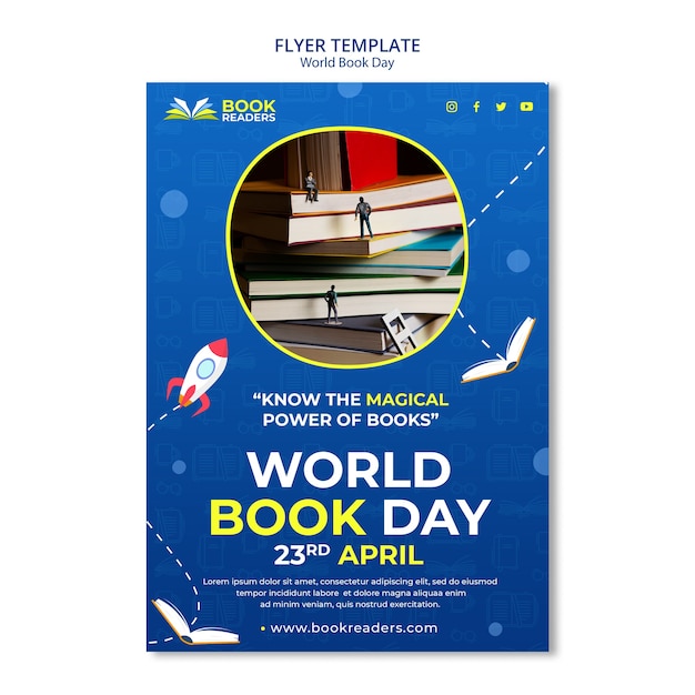PSD gratuito cartel para la celebración del día mundial del libro