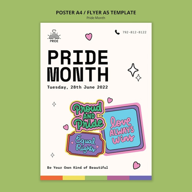 PSD gratuito cartel de celebración del mes del orgullo a4
