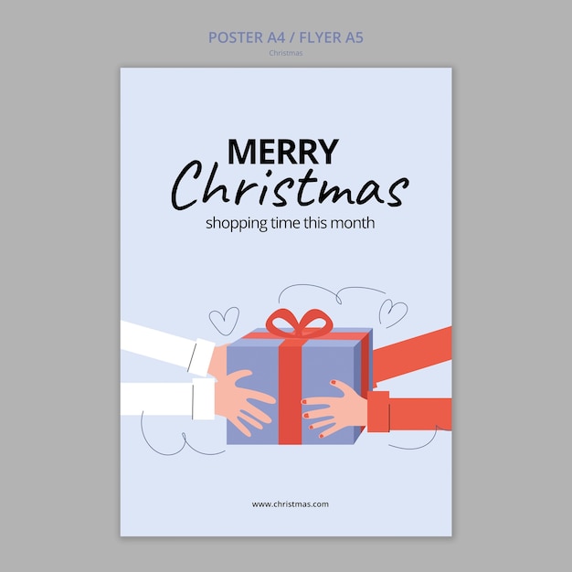 PSD gratuito cartel de celebración de navidad de diseño plano